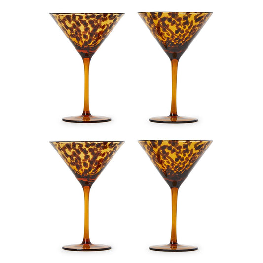 S/4 Tortoise Print Martini Glass