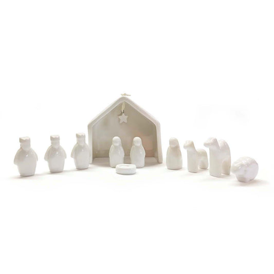 11 Pc Miniature Nativity Scene Set in Gift Box Designed by East of India - Porcelain