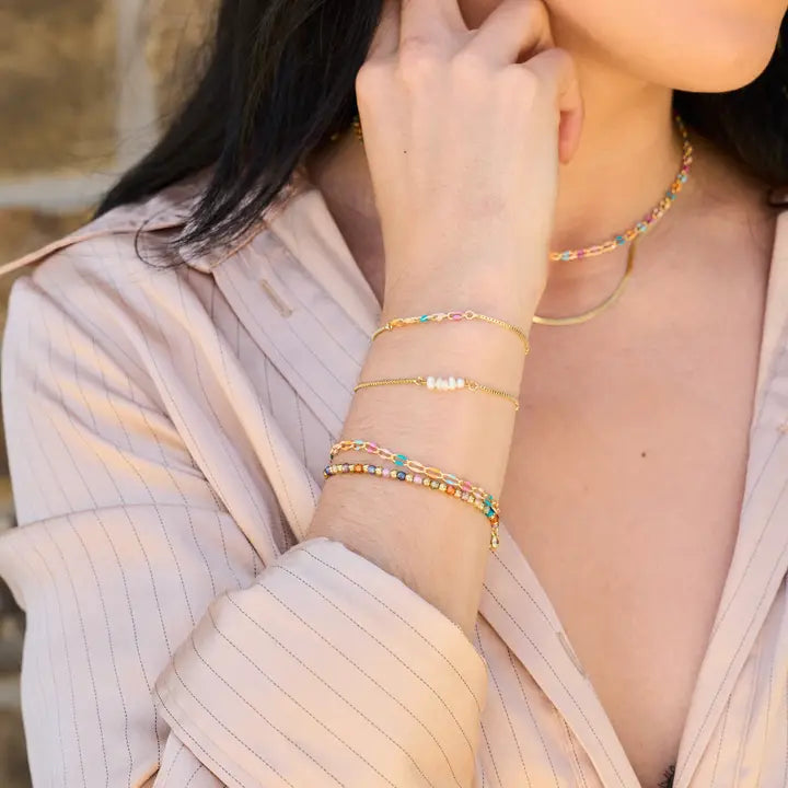 Pearl Gold Plated Waterproof Slider Bracelet