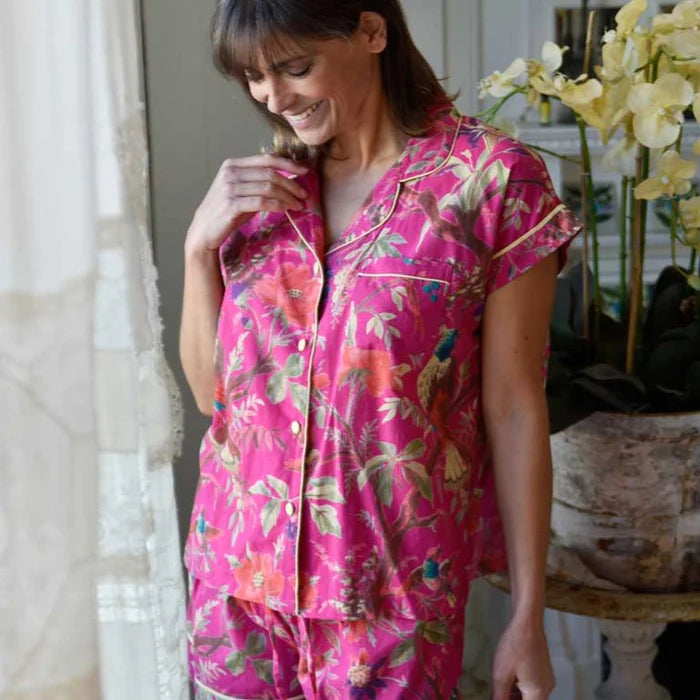 Hot Pink Birds Short Pajama Set