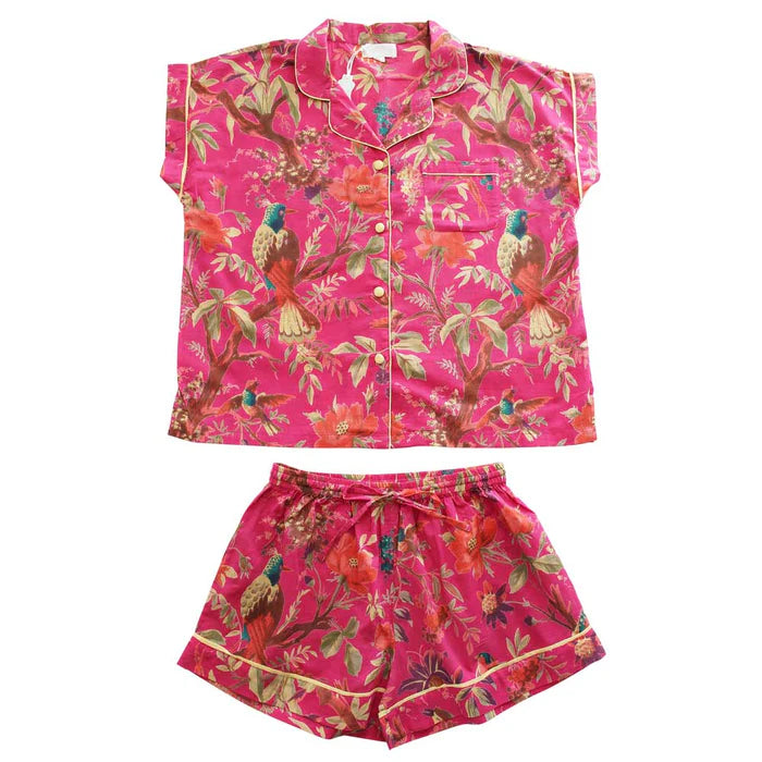 Hot Pink Birds Short Pajama Set
