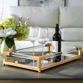 Glass and Acrylic Tray in Gold
