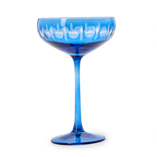 Sparkling Cut Hand Engraved Coupe Glasses